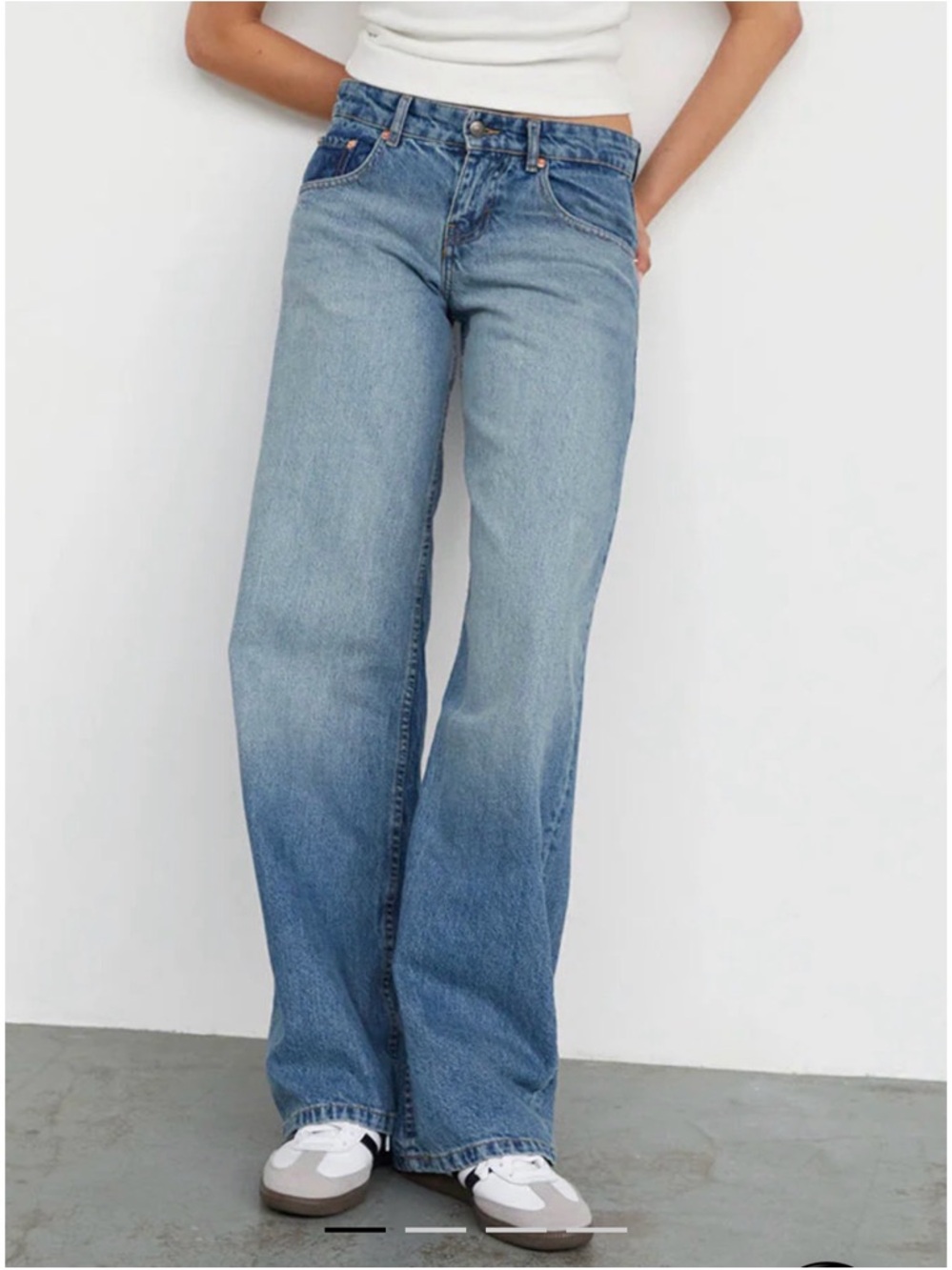 Motel Rocks Washed Blue Flare Wide Leg Jeans